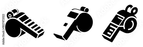 Whistles in a Row: A Trio of Sports Equipment.