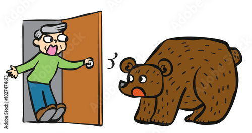 住宅街に出るクマ　くま　熊　男性
animal_bear