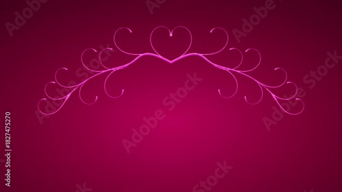 Romantic Pink Valentine Heart Flourish Border with Gradient Background