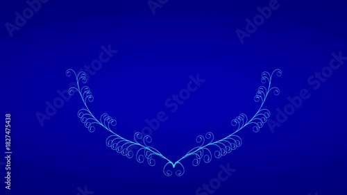 Valentine Decorative Heart Vine Frame with Curling Swirls on Blue Gradient Background