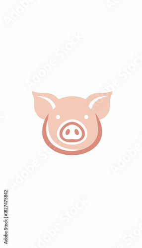 A simple, stylized illustration of a pig's face with a light pink hue and a white outline.
