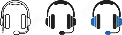 Earphones headset microphone support hotline icon vector illustration, silhouettes 