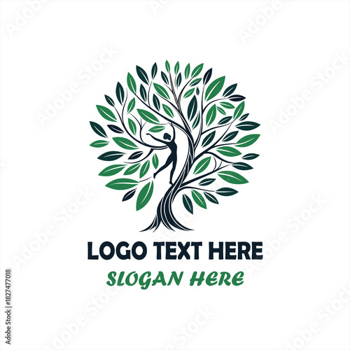 Human Tree Logo Set – Nature, Wellness, Eco-Friendly Organic Concept Designs