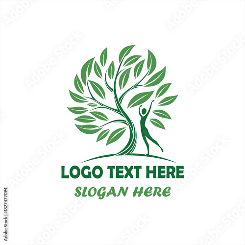 Human Tree Logo Set – Nature, Wellness, Eco-Friendly Organic Concept Designs
