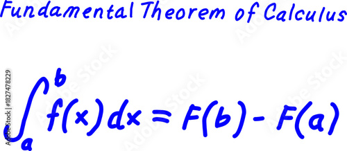 Handwritten Fundamental Theorem of Calculus formula in bright blue ink, ideal for math education posters, learning resources, and academic materials in calculus.
