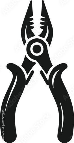 Pliers hand tool black glyph icon for repair and construction work.