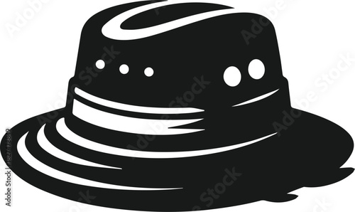 Stylish black fedora hat silhouette vector icon.