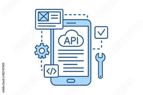 Smartphone screen displaying API cloud service integration and software development tools