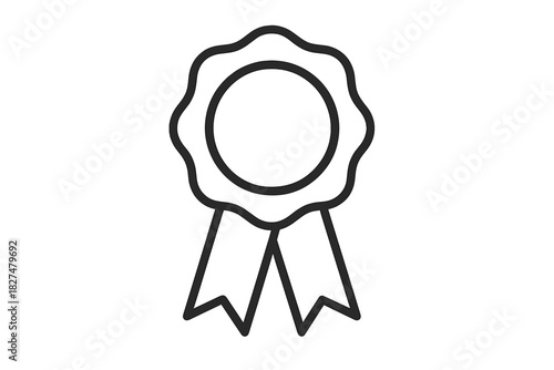 Minimalist outline style award rosette symbol for quality guarantee and achievement