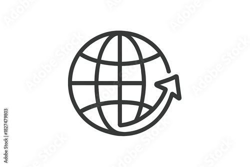 Worldwide network symbol with circular arrow indicating global connection or refresh