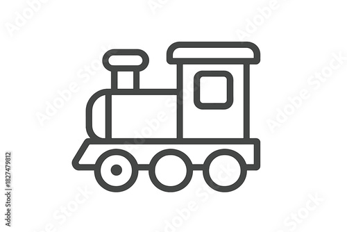Simple toy train engine or locomotive for transportation and travel concepts