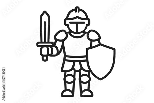 Medieval knight character wearing full plate armor holding a sword and shield