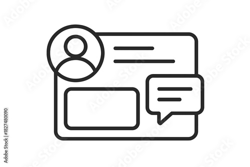 Minimalist user profile card with avatar and message bubble for digital interface design