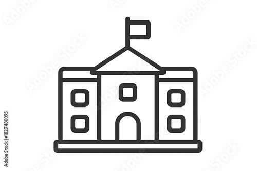 Stately government building or educational institution architecture with flag pole