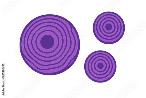 Abstract purple concentric circles with wavy and geometric ring patterns creating a modern design element