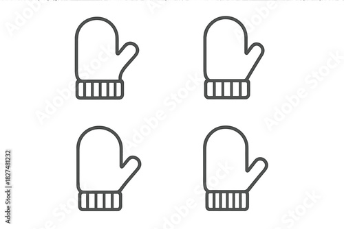Minimalist symbols of winter mittens and gloves used as icons for cold weather clothing