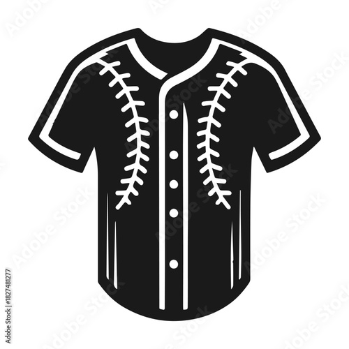 Baseball jersey icon with stitch design isolated on white background.