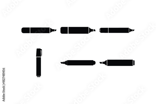 Linear Tool Component Silhouette Vector Set