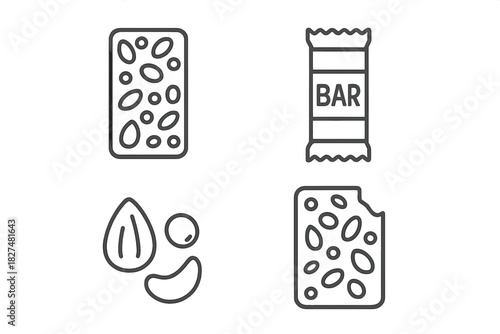 Healthy energy snack bars and various nuts for fitness nutrition and quick food