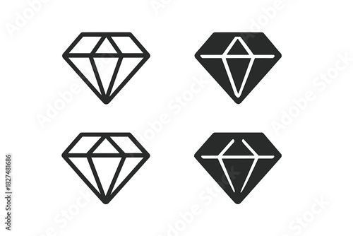 Minimalist geometric diamond shape symbols for luxury, jewelry, and precious stone concepts