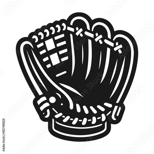 Simple black and white vector illustration of a baseball glove.