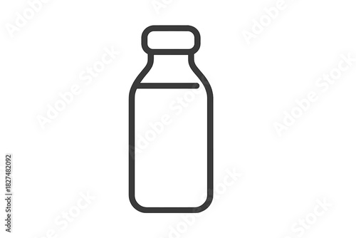 Minimalist line art of a glass bottle used for milk or liquid dairy products