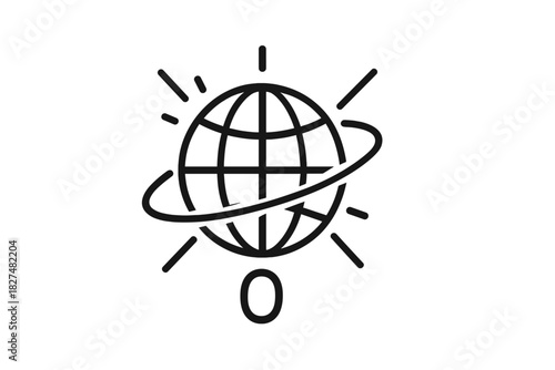 Abstract global communication and internet access symbol showing orbiting path