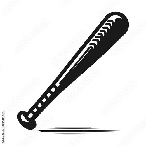 Monochrome vector illustration of a classic wooden baseball bat.