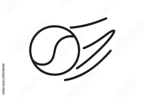 Minimalist tennis ball flying through the air with speed lines indicating rapid movement