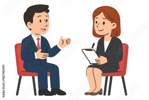 Corporate professionals conducting a serious discussion or job interview
