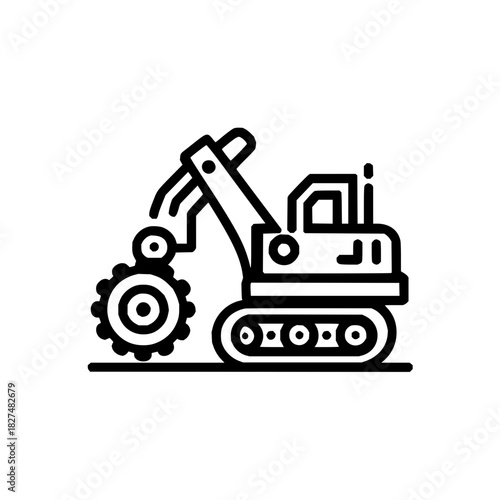 Illustration of construction excavator machinery digger crawler heavy equipment vehicle industry engineering gear