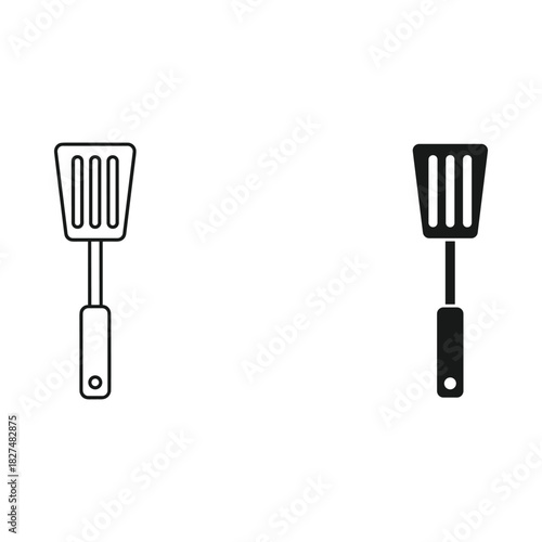 Two spatula icons one outline one solid black