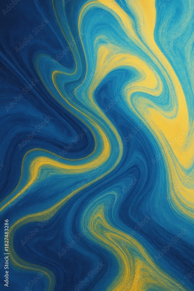 Obraz premium Blue yellow fluid swirls