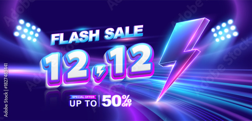 12.12 discount flash sale background. Vector illustration for shopping day, online shopping, special Offer coupon, voucher, banner template, websites, social media advertising.