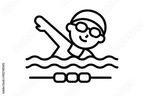 Swimmer wearing goggles and cap doing the crawl stroke in a swimming pool lane