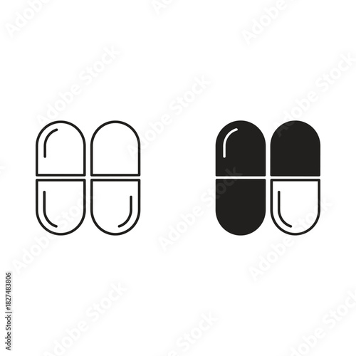 Two sets of capsule icons one outline and one solid black
