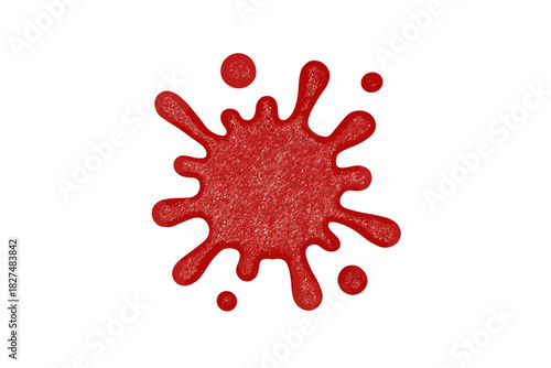 Vibrant red liquid splash and paint splatter isolated on clean white background