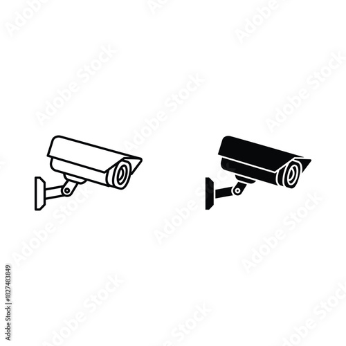 Two surveillance cameras one outline one solid black icon