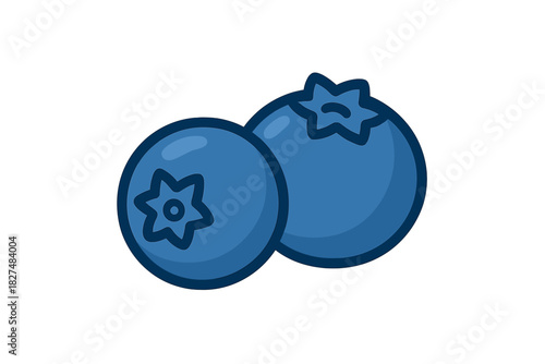 Two fresh ripe blueberries isolated on a white background for healthy eating concepts