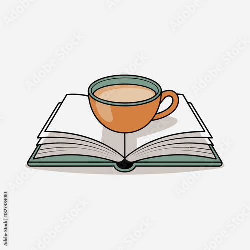 An inviting scene featuring an open book and a steaming cup of coffee, ideal for conveying warmth and comfort during reading or relaxing moments.