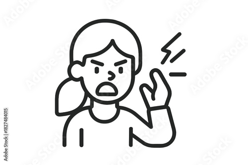 Angry woman shouting and arguing with a furious expression and aggressive hand gesture