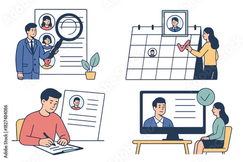 Hiring and recruitment process stages from candidate selection to scheduling interviews