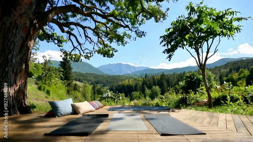 Yoga Retreat Serenity - Outdoor Platform with Mountain Views and Nature.