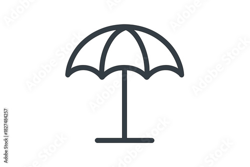 Open umbrella or sunshade outline icon for weather protection and summer beach concepts