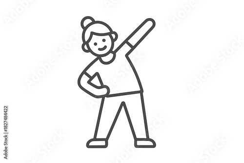 Minimalist graphic of a person performing a side bend stretch exercise routine movement