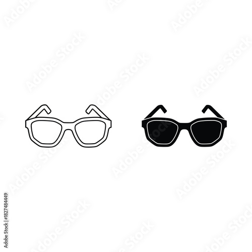 Two pairs of glasses one clear one dark on white background