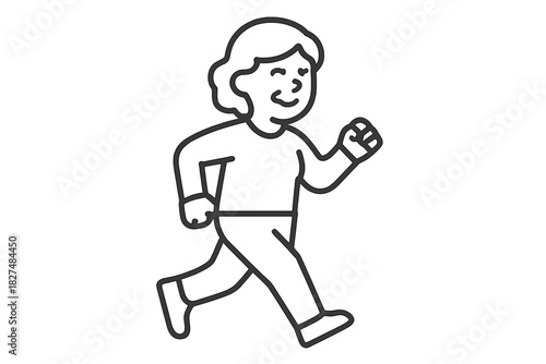 Happy person jogging forward with a cheerful expression and energetic movement