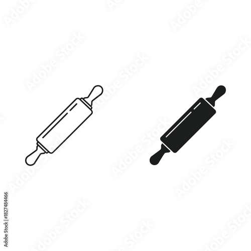 Two styles of rolling pin icons one outline and one solid black