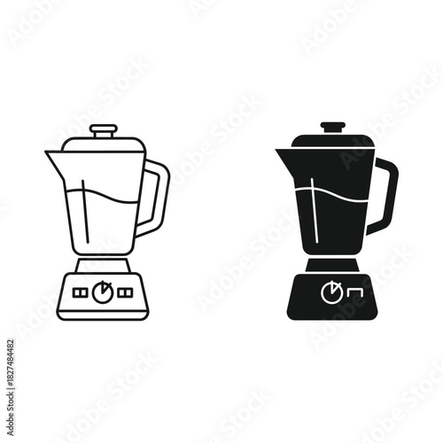 Modern blender icon set outline and silhouette for kitchen and food preparation