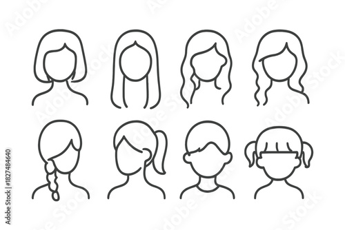 Diverse anonymous user avatar icons featuring various hairstyles and genders